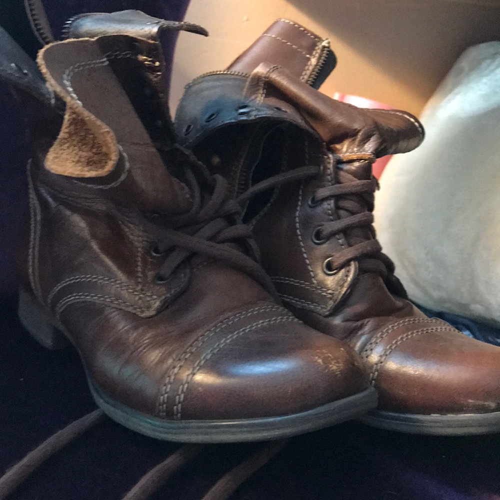 Real leather combat boots